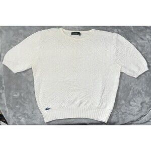IZOD Lacoste Vintage 80s Womens L Cotton Knit Sweater Top Short Sleeve Logo